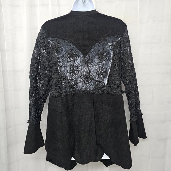 Vocal Jacket Black Goth Whimsigoth Grunge Lace Faux Suede M - Picture 5 of 9